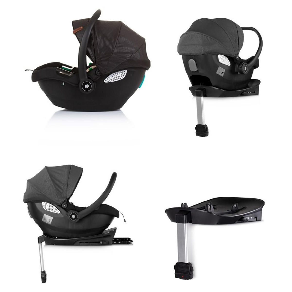 BABYSCHALE SET Isofix Duo Smart schwarz Duo Smart i-Size verstellbare Kopfstütze - Schwarz, Kunststoff (40/58/66cm) - Chipolino