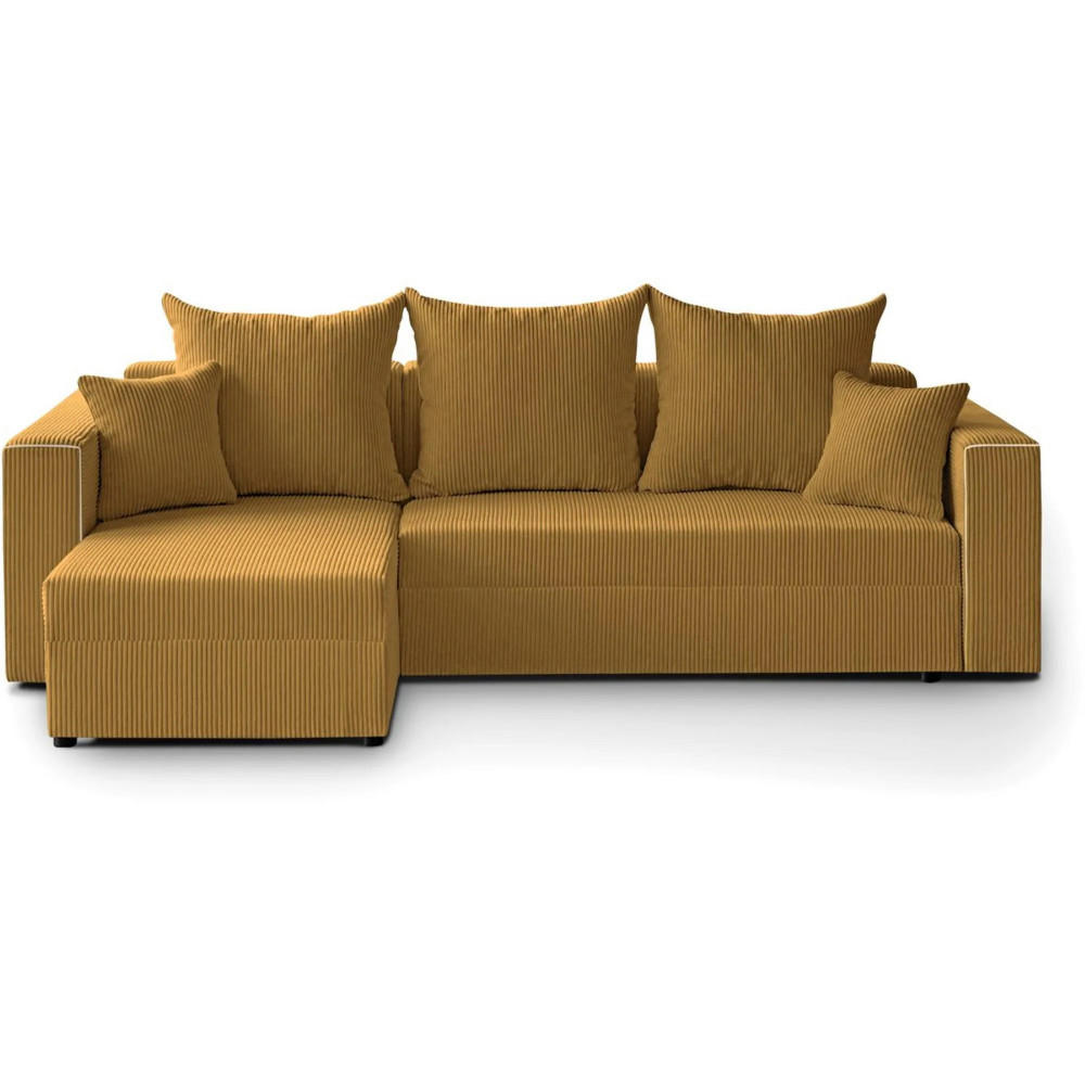 ECKSCHLAFSOFA Hamlet L Gelb - Gelb/Schwarz, Textil/Metall (241/142cm) - Beautysofa