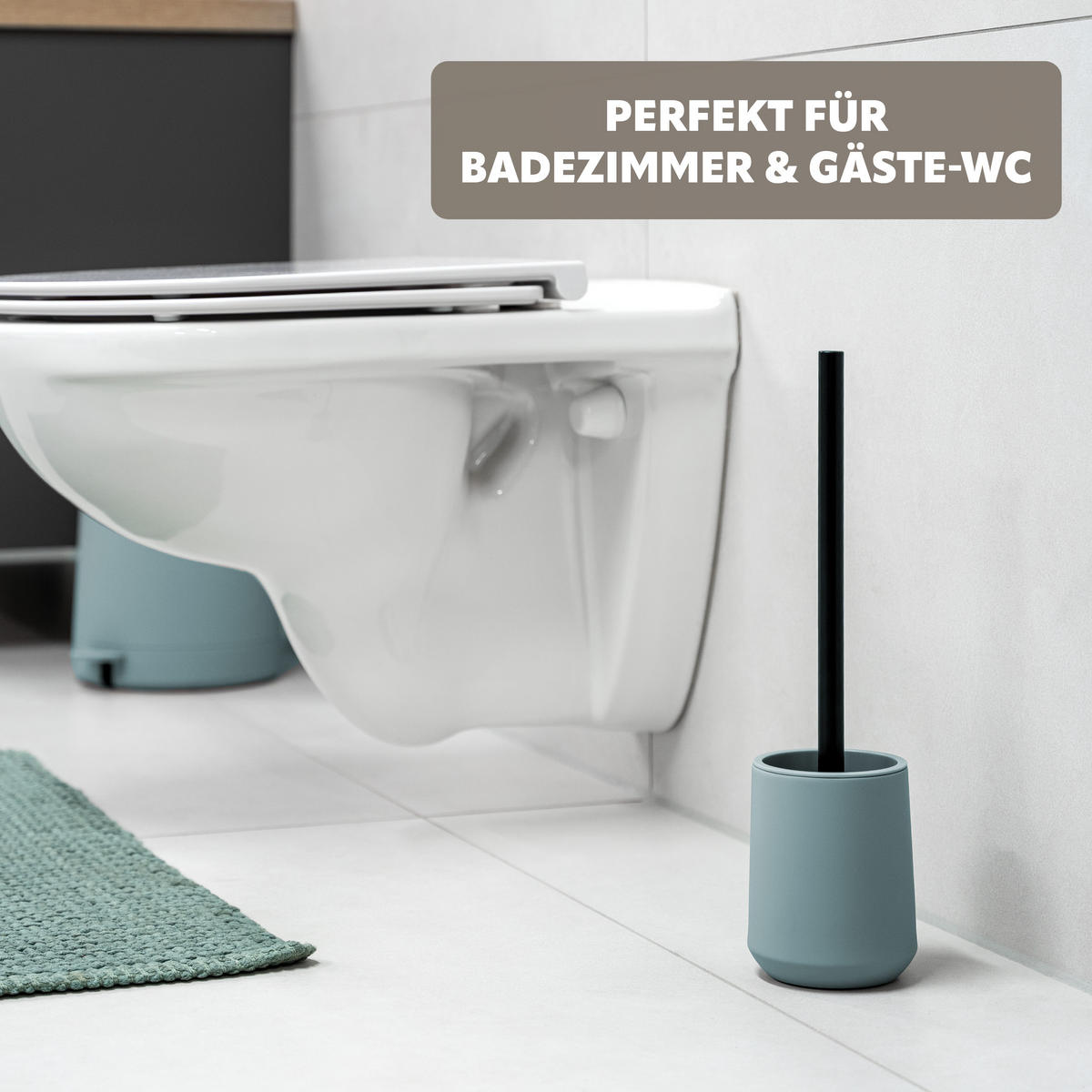 WC-GARNITUR TESERO, Kunststoff, hellblau - Hellblau, Kunststoff (10.5/39.5/10.5cm) - eluno