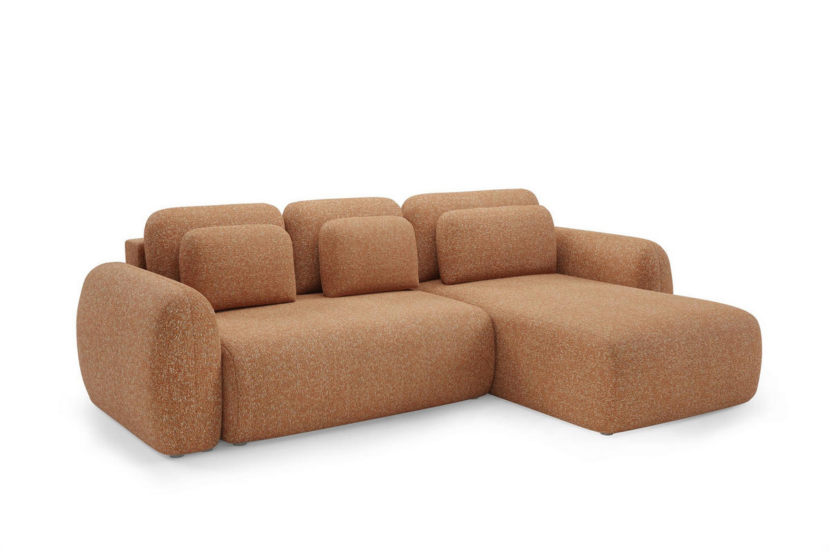 ECKSOFA Gaston Mit Schlaffunktion - Rotbraun, Holzwerkstoff/Textil (304/190cm) - Fun Möbel