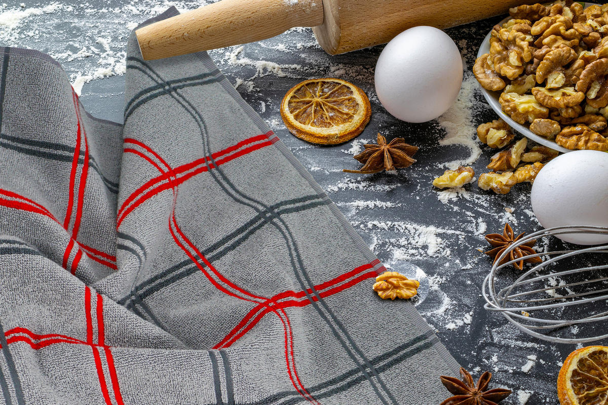 FROTTEE Küchenhandtücher 50x50 cm, 6er Set, Lyon Dunkelgrau - Dunkelgrau, Textil (50/50cm) - Lashuma