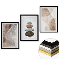 WANDBILDER 3er-Set - 40x60 cm Schwarzer Rahmen - Abstrakte Pastellformen - Schwarz, Kunststoff (40/60cm) - ArtPrintCave