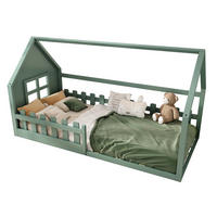 HAUSBETT 90/200 cm Grün aus Kiefer und MDF – Kinderbett im Hausdesign - Grün, Holz (90/200cm) - Flora Grace