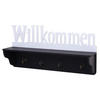 WANDGARDEROBE WILLKOMMEN 4 HAKEN Schwarz, Reinweiß - Schwarz/Weiß, Holz (60/30/13cm) - MCW