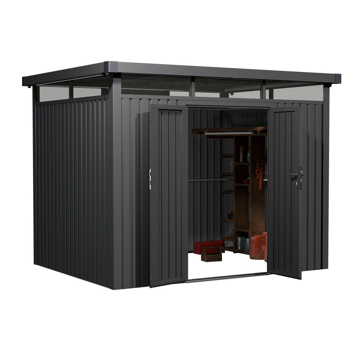 GERÄTEHAUS Luzern Pro Anthrazit - Anthrazit, Metall (294/222/230cm) - Juskys