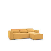 ECKSOFA Schlafsofa Waldo In Stoff Poso - Currygelb, Holzwerkstoff/Textil (260/173cm) - Fun Möbel