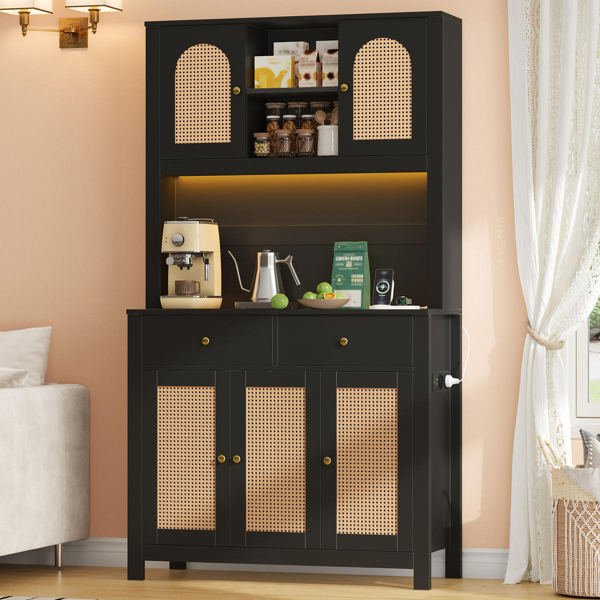 GESCHIRRSCHRANK Schwarz 100/40/180 - Schwarz, Holzwerkstoff (100/180/40cm)