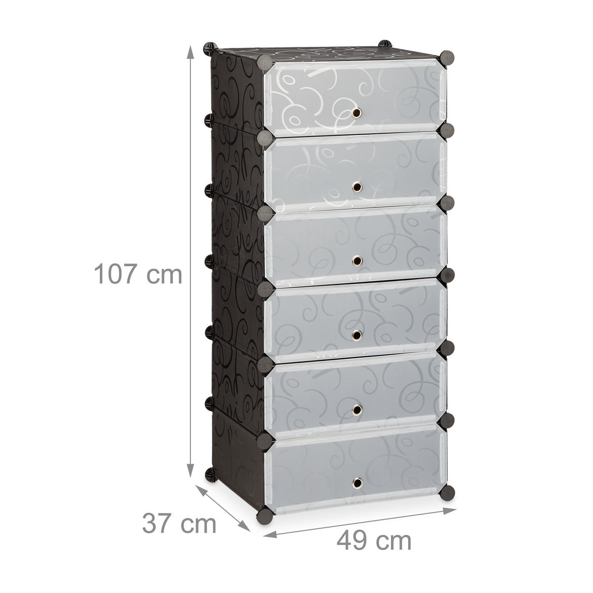 SCHUHSCHRANK - Schwarz, Kunststoff/Metall (49/107/37cm) - Relaxdays