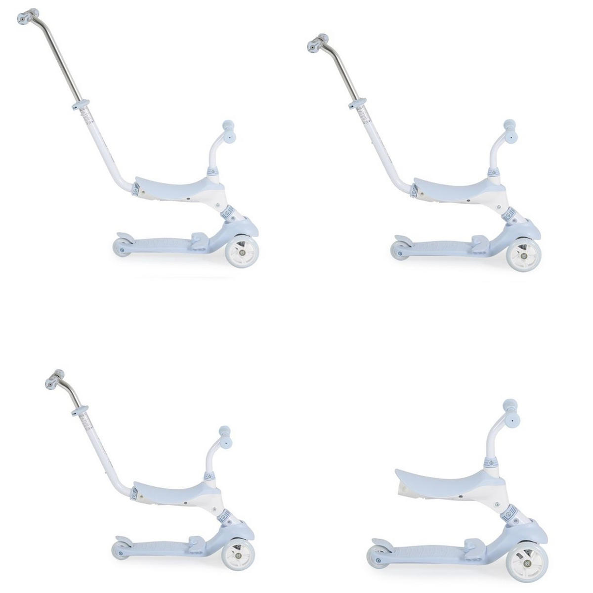 KINDERROLLER Tristar 3 in 1 hellblau Roller Rutscher Schiebestange PU Räder ABEC-5 - Blau, Metall (55/26/76cm)