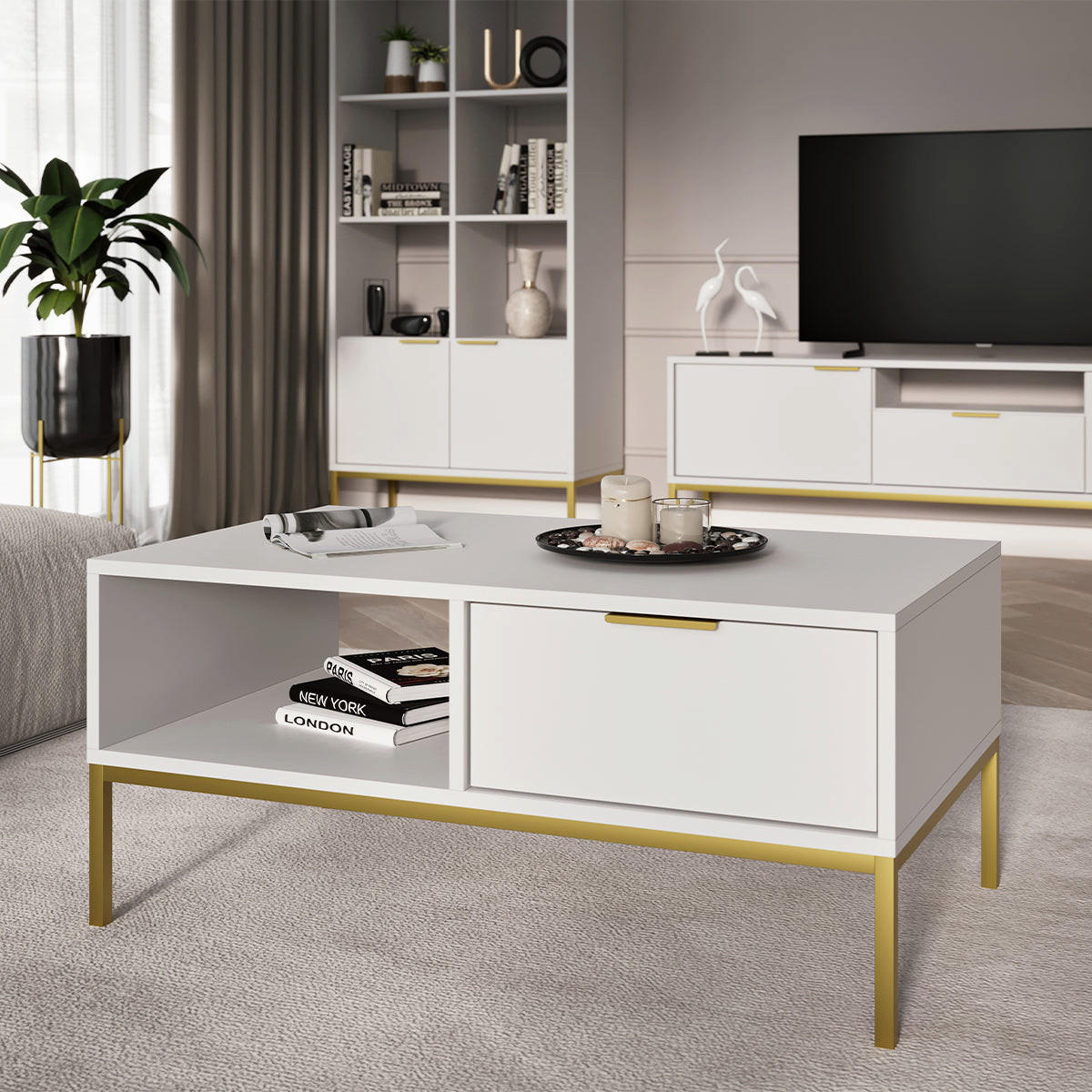 COUCHTISCH Seattle Weiß - Weiß, Holzwerkstoff (60/80/45.4cm) - Petits-meubles