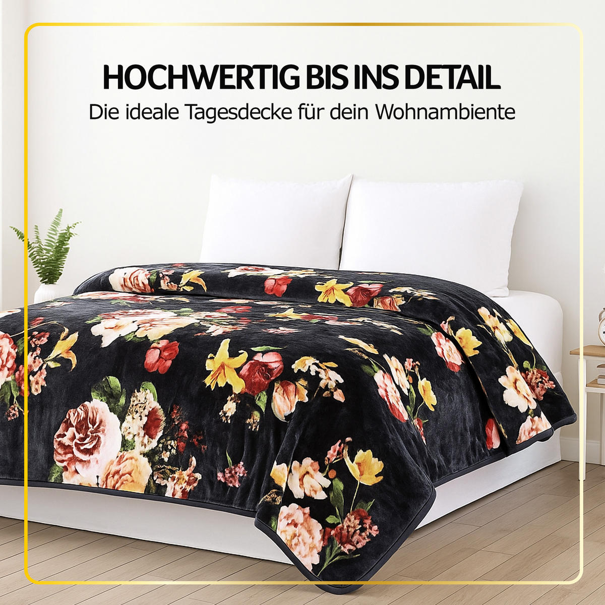 KUSCHELDECKE XXL 240x200 cm Rosen-Motiv Dunkelgrau - Grau, Textil (200/240cm) - Bestlivings