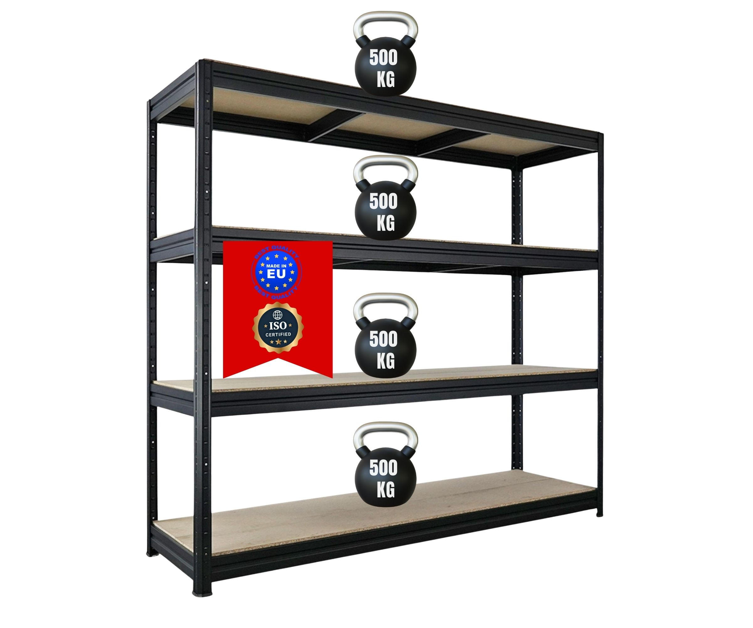 SCHWERLASTREGAL Dino 180x200x60cm Spanplatten-Ebenen Schwarz - Schwarz, Metall (200/180/60cm) - PROREGAL