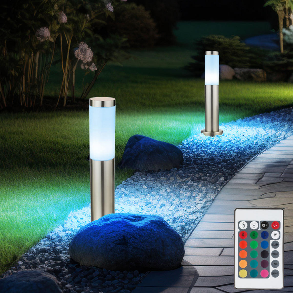 LED WEEGLEUCHTE Edelstahl Silber 4er Set - Silberfarben, Metall (7.5/7.5/45cm)