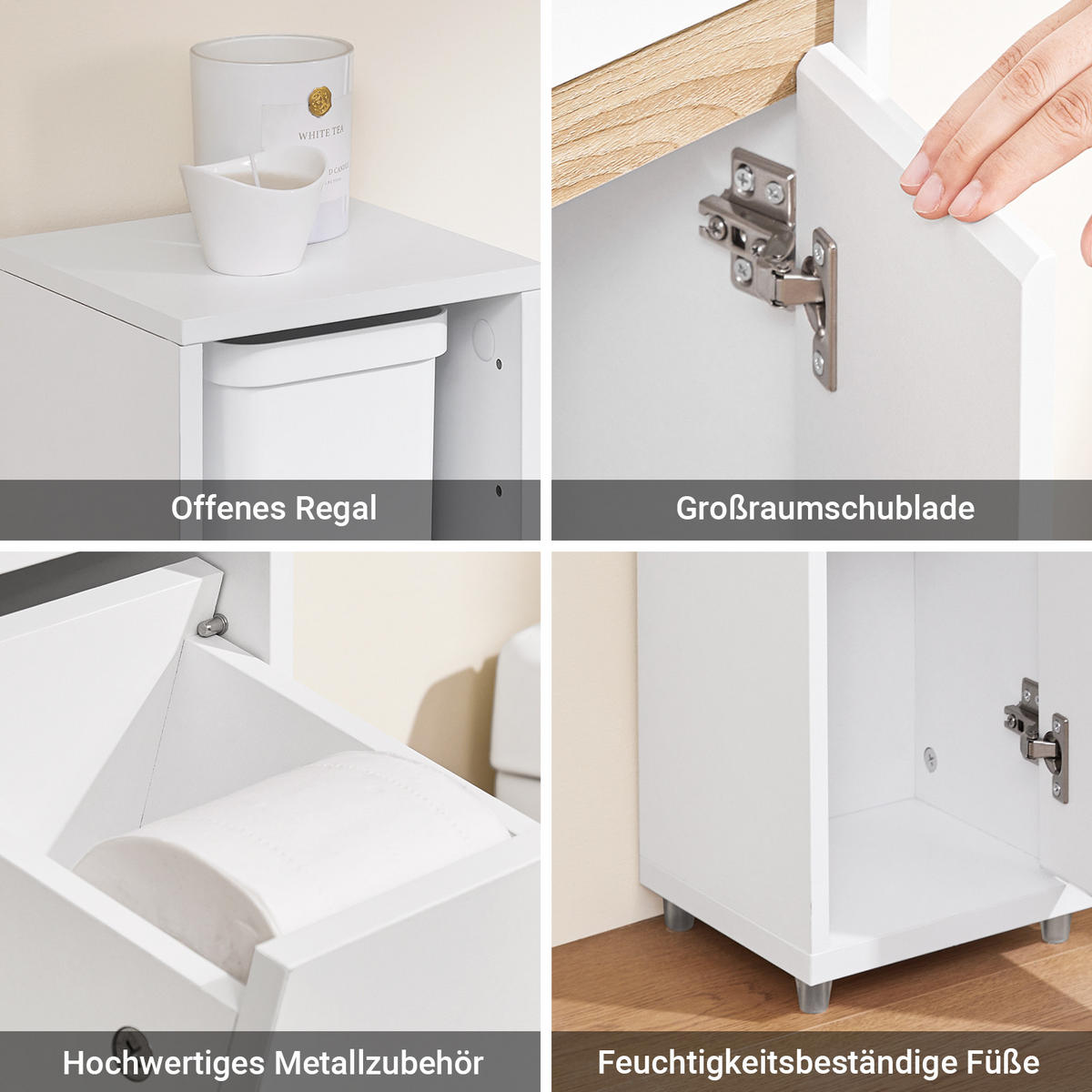 TOILETTENSCHRANK Weiß, 20x96x20cm - Weiß, Holzwerkstoff (20/96/20cm) - SoBuy