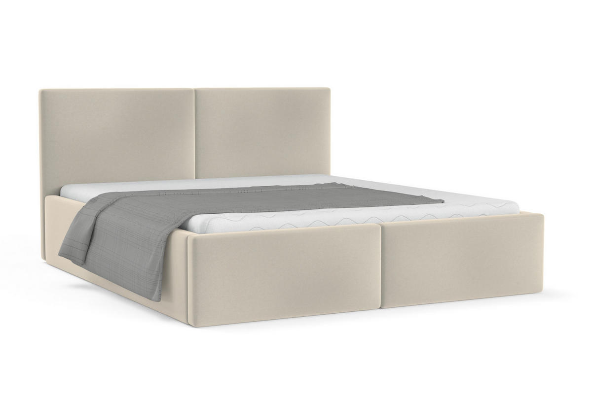 POLSTERBETT BEN 160/200 in Velours Beige - Beige, Holz/Holzwerkstoff (160/200cm) - Deine Möbel 24