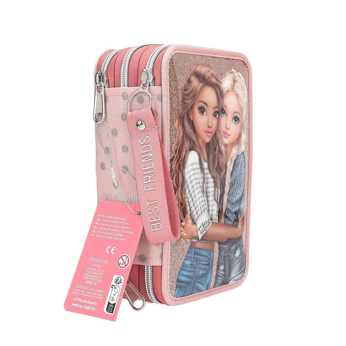 3-FACH FEDERTASCHE DOTS TOPModel rosa 7,5 x 13 x 20 cm - Rosa, Kunststoff (13/20/7.5cm) - Depesche Germany