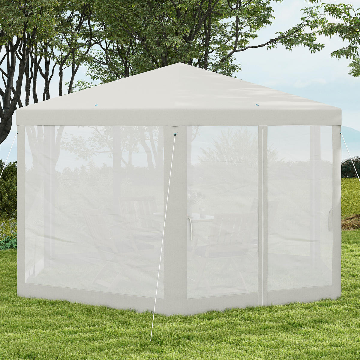 GARTENPAVILLON Polyester Metall Crème - Creme, Kunststoff/Metall (341.2/250/394cm) - Outsunny