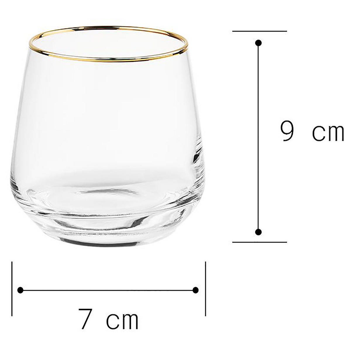 WASSERGLAS (6er Set) Touch Of Gold - Transparent, Glas (0.34L) - Butlers