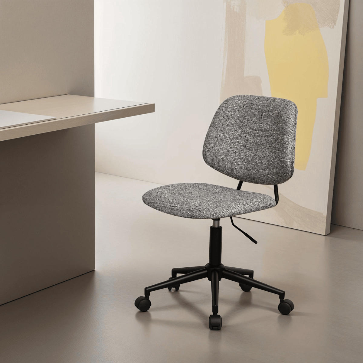 DREHSTUHL höhenverstellbar in Webstoff Grau - Schwarz/Grau, Textil/Metall (60/82/57cm) - Furnhouse