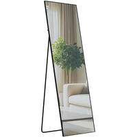 STANDSPIEGEL eckig 50/3/150 cm Glas Schwarz-Matt - Schwarz, Glas (50/150/3cm) - CLP