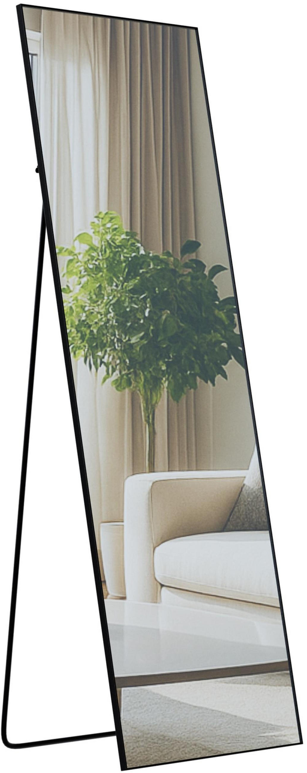 STANDSPIEGEL eckig 50/3/150 cm Glas Schwarz-Matt - Schwarz, Glas (50/150/3cm) - CLP