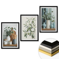 WANDBILDER 3er-Set - 40x60 cm Schwarzer Rahmen - Grüne Oliven, Eukalyptus - Schwarz, Kunststoff (40/60cm) - ArtPrintCave