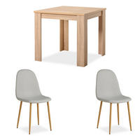 TISCHGRUPPE 80/80 cm Natur mit 2 Stühlen grau - Naturfarben/Grau, Holz/Textil (80/88/80cm) - Homestyle4u