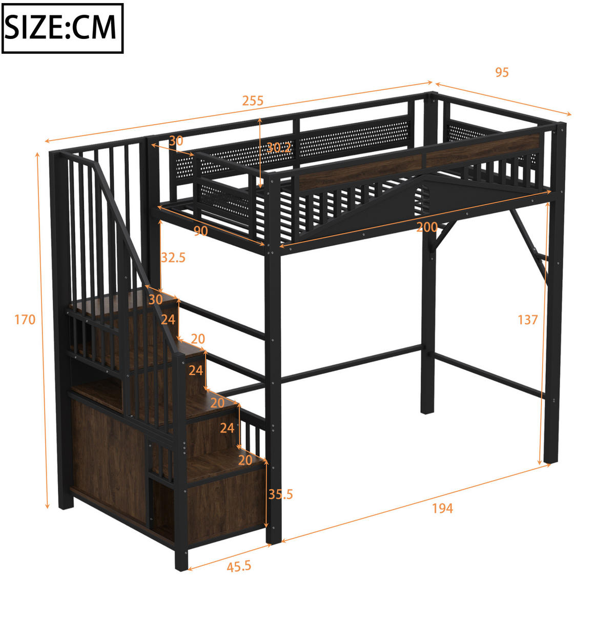 HOCHBETT 90/200 cm aus Metall in Schwarz mit Stauraum und Sicherheitszaun - Schwarz, Metall (90/200cm) - Flora Grace