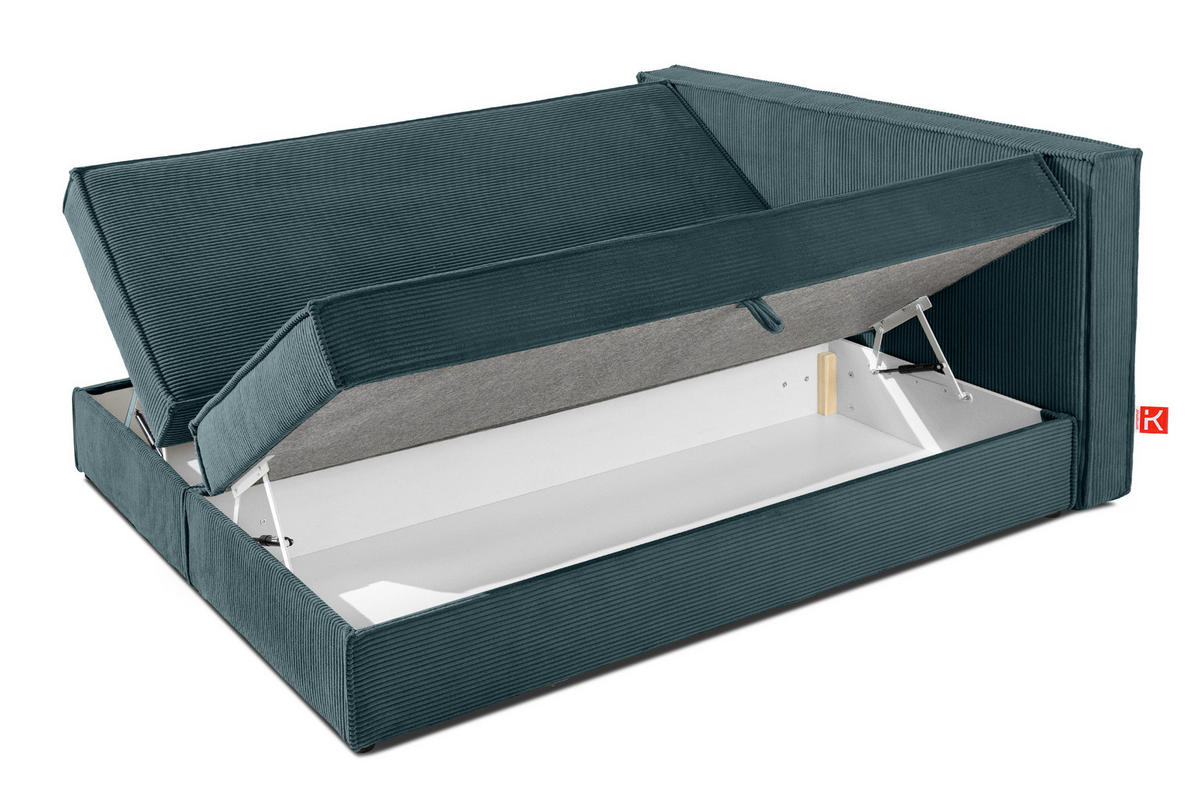 BOXSPRINGBETT ROTI mit Stauraum, blau - Blau/Schwarz, Holz/Holzwerkstoff (160/200cm) - KONSIMO®