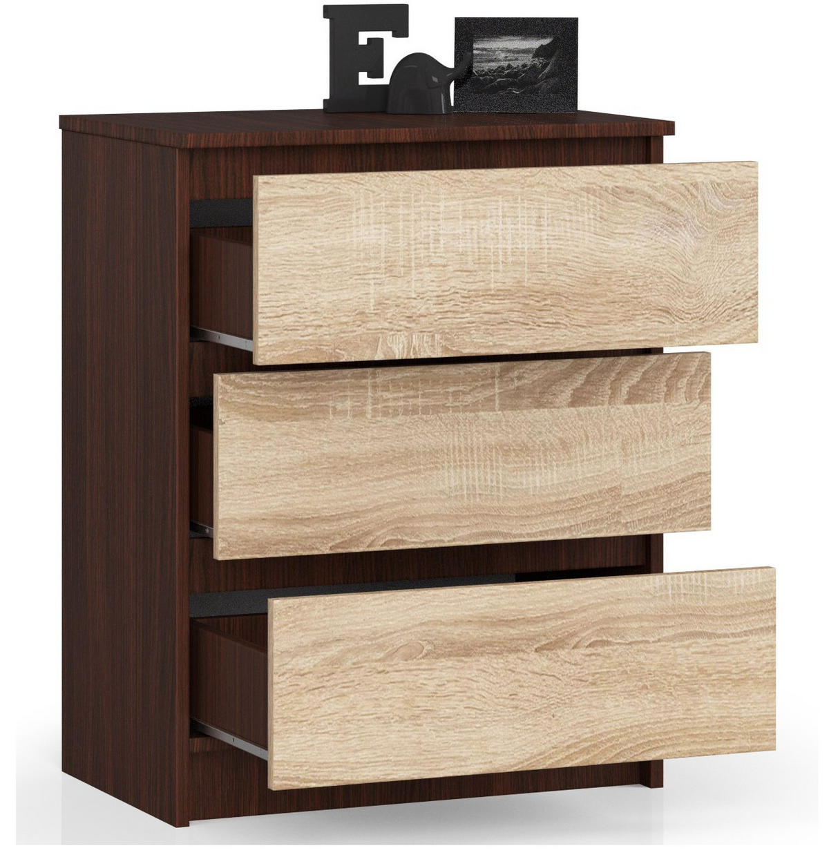 KOMMODE Dunkelbraun, Eiche Sonoma 77/60/40 - Dunkelbraun, Holzwerkstoff (60/77/40cm) - RAUMHIRSCH FURNITURE