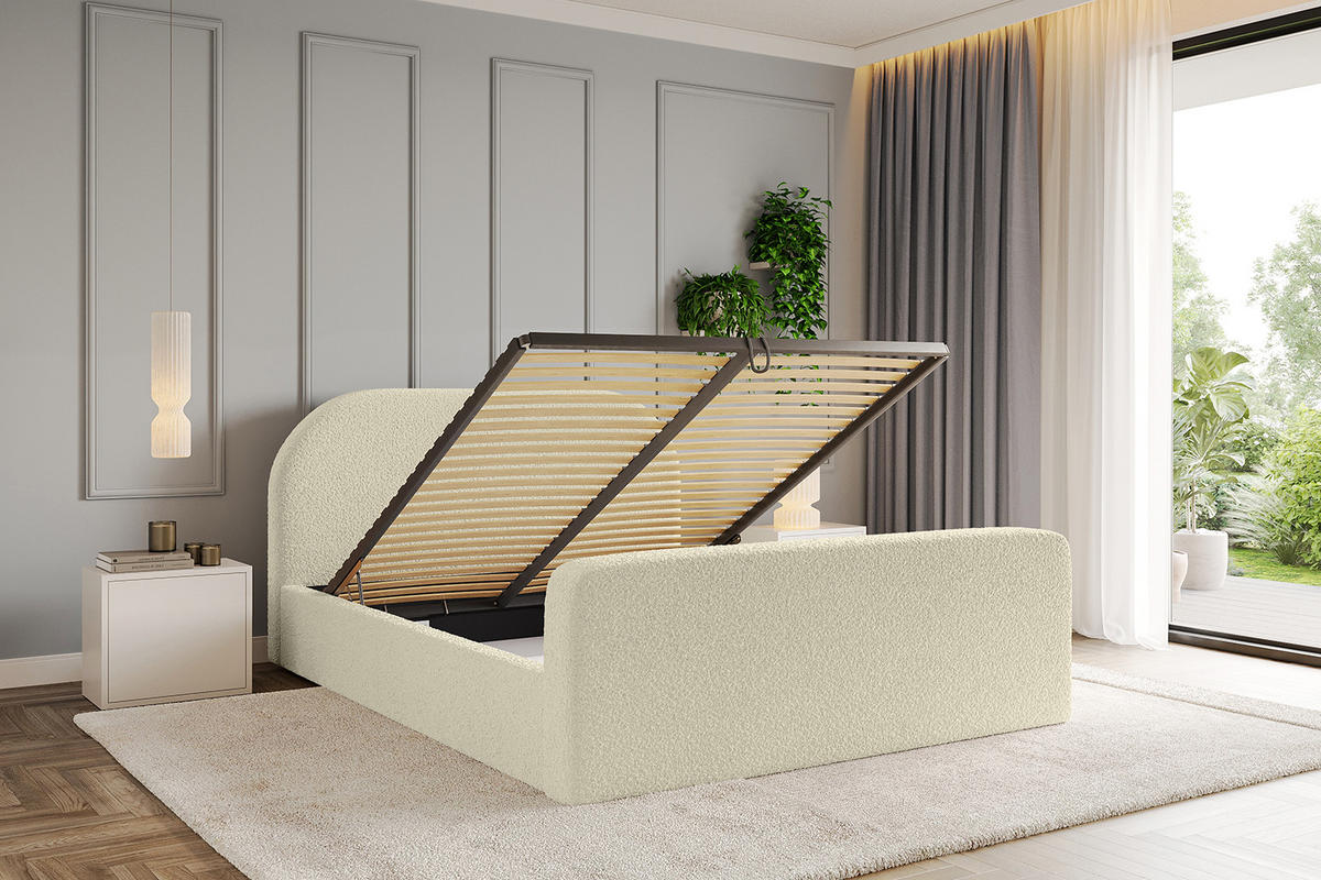 POLSTERBETT mit Bettkasten, Fußteil und Lattenrost, Boxbett mit Matratze H3/H4 - TIVON-Z 180x200 Beige - Taupe, Holzwerkstoff/Textil (180/200cm) - ALTDECOR