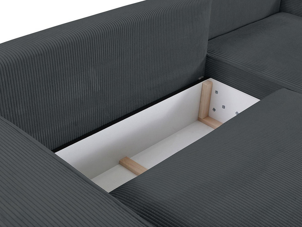 ECKSOFA mit Schlaffunktion - Ecke Rechts - Cord - Anthrazit - AMELIA - Anthrazit, Textil (267/167cm) - Vente-Unique
