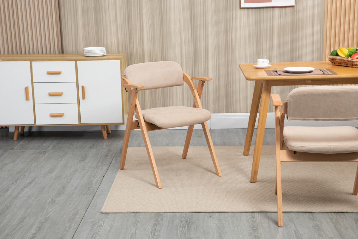 KLAPPSTUHL mit Armlehnen 2er-Set Buchenholz Khaki - Braun, Holz (60/79/52.5cm) - Meubliv