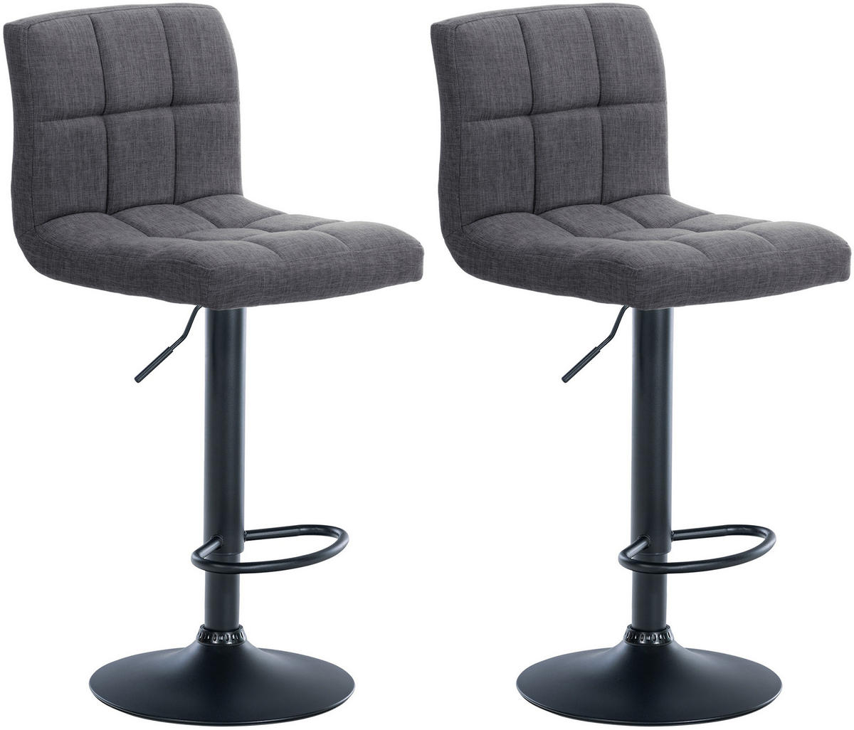 BARHOCKER 2er Set Stoff hellgrau - Hellgrau, Textil/Metall (46/94/47cm) - CLP
