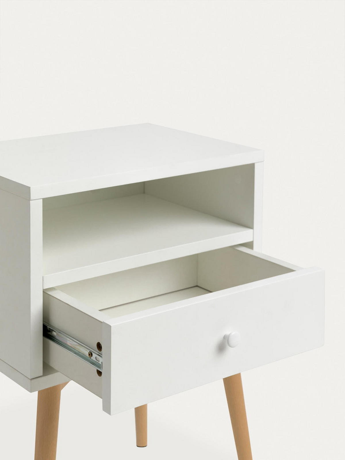 NACHTTISCH Tilo Natur - Weiß 40 cm x 60 cm - Braun/Weiß, Holz (40/60/30cm) - Kenay Home