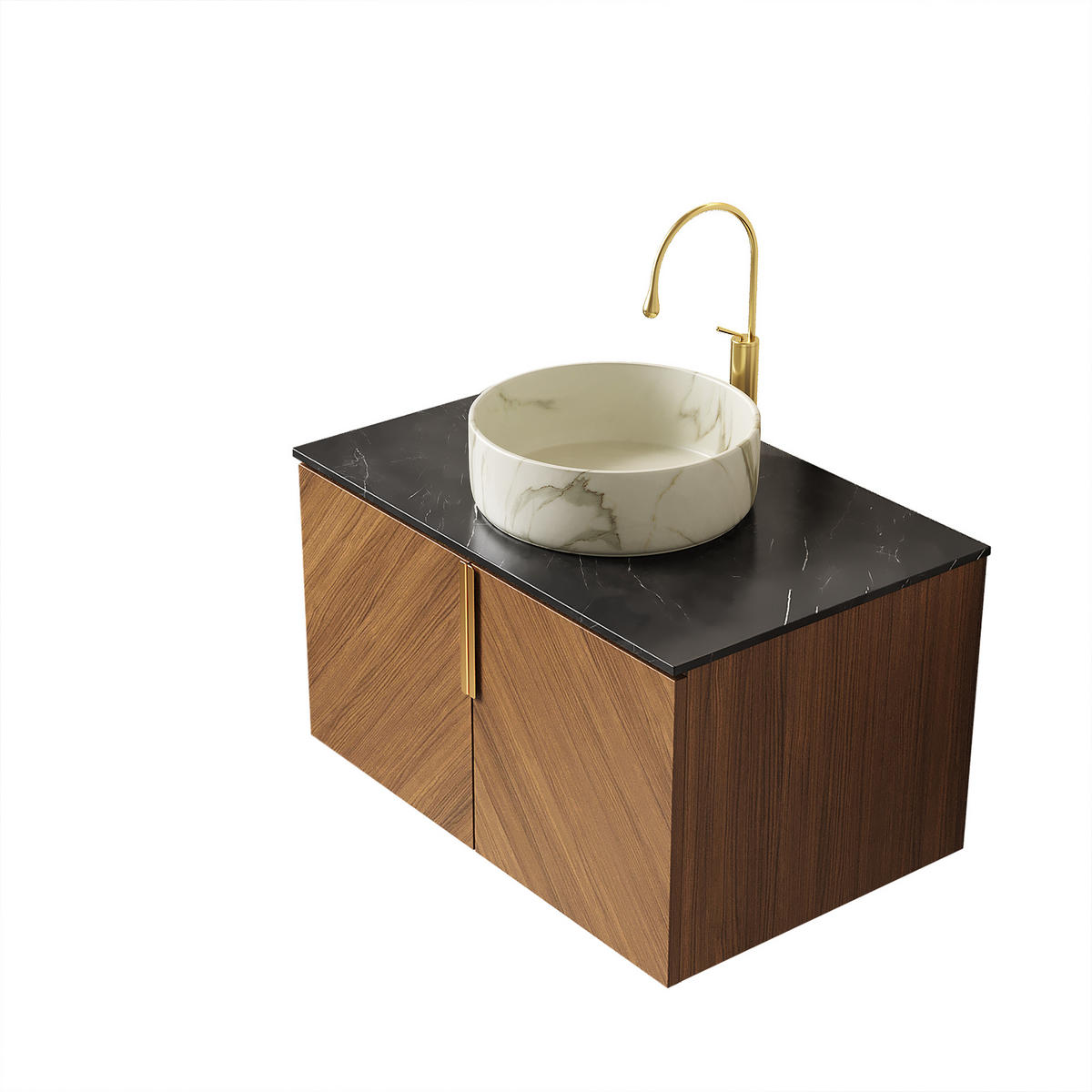 WASCHTISCH Braun-Eiche 76/50/53 cm - Schwarz, Holz (76/53.1/50cm) - PANGIVO