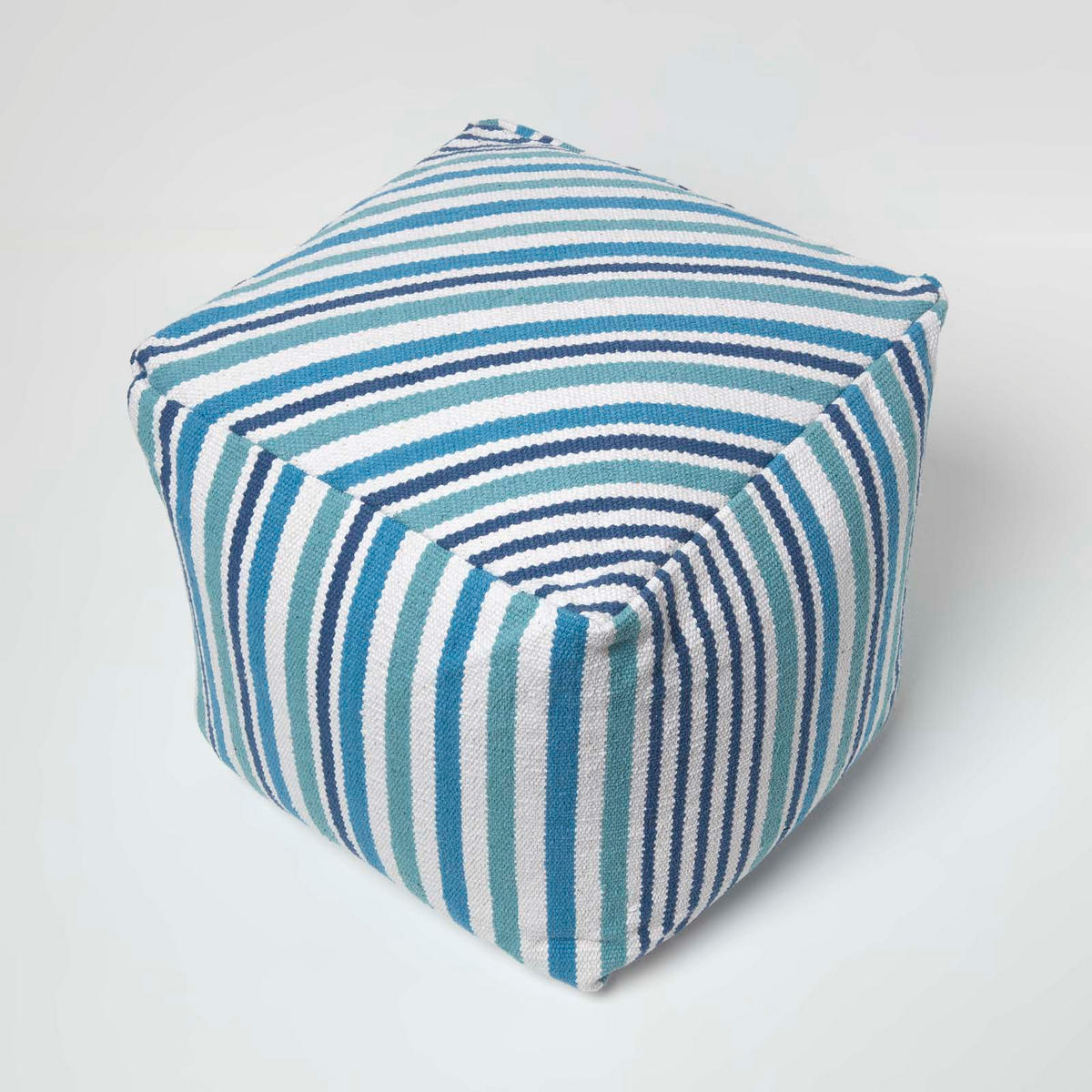 SITZWÜRFEL blau gestreift, 40/40/40 cm - Blau, Textil (40/40/40cm) - Homescapes