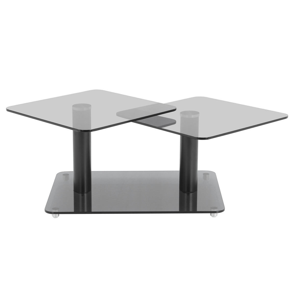 COUCHTISCH - Quadratisch - Glas / Metall - Grau / Schwarz - Schwarz/Grau, Glas/Metall (54/115/43cm) - home24