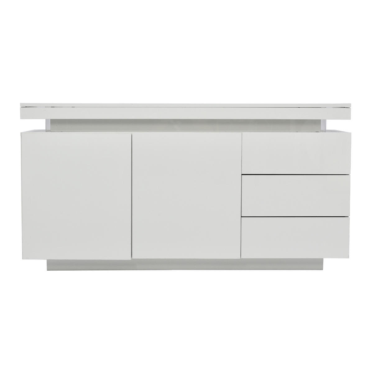 SIDEBOARD 140/35/72,5 cm aus Spanplatte mit LED-Beleuchtung und Hochglanzfront Weiß - Weiß, Holzwerkstoff (140/72.5/35cm) - Modenvie