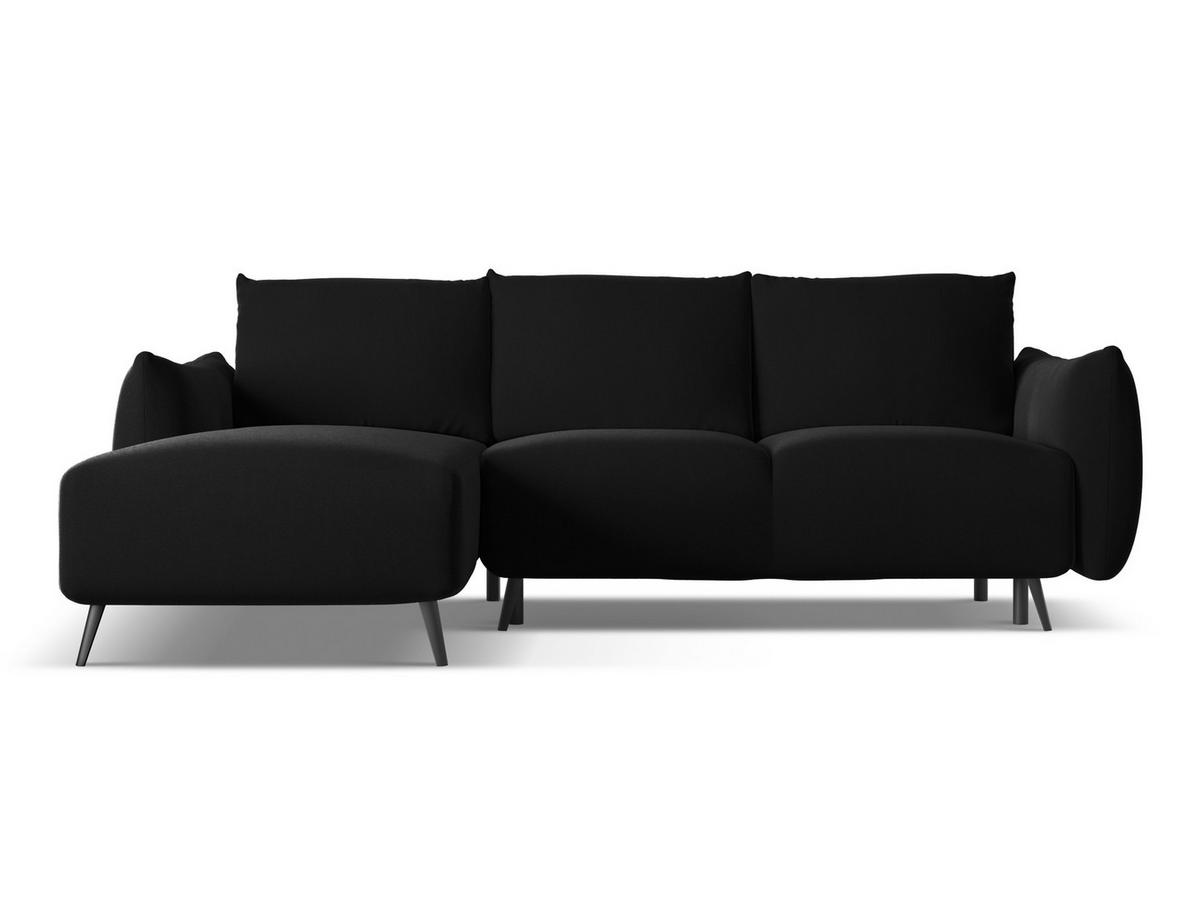 ECKSOFA mit Schlaffunktion Samt Stoff Schwarz - Schwarz, Textil/Metall (162/242cm) - Makamii