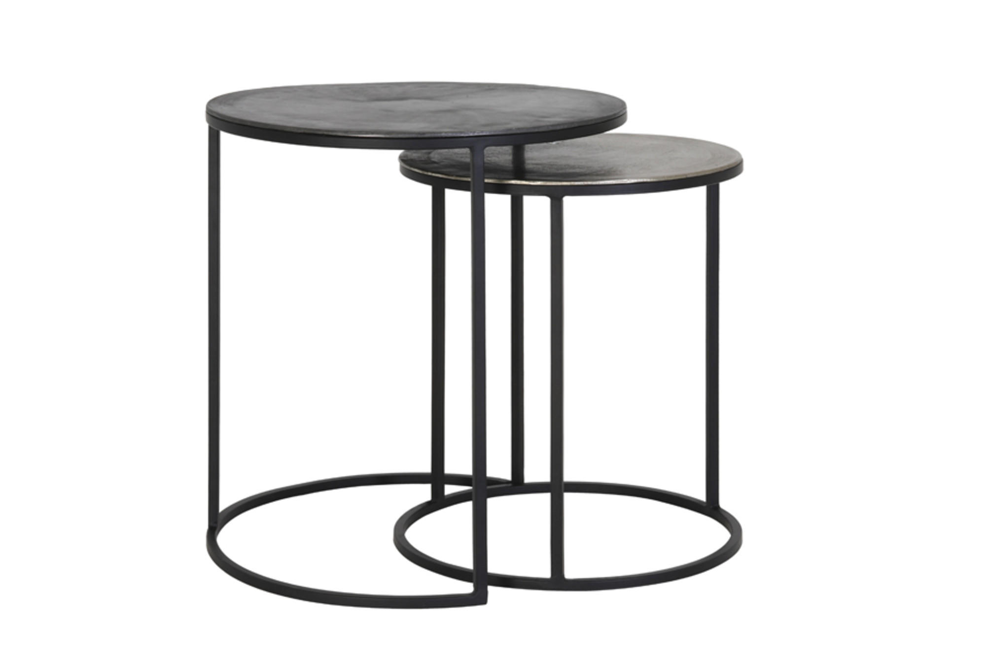 BEISTELLTISCH Talca Silber Ø49/50,5 cm 2er-Set - Anthrazit/Silberfarben, Metall (49/49/50.5cm) - Light & Living
