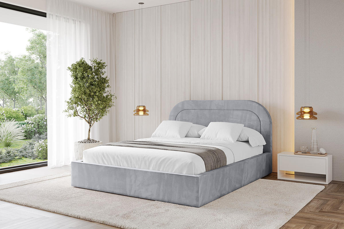 POLSTERBETT mit Bettkasten und Lattenrost, Bett mit Matratze H3/H4 - LERAY 200x200 Hellgrau - Hellgrau, Holzwerkstoff/Textil (200/200cm) - ALTDECOR