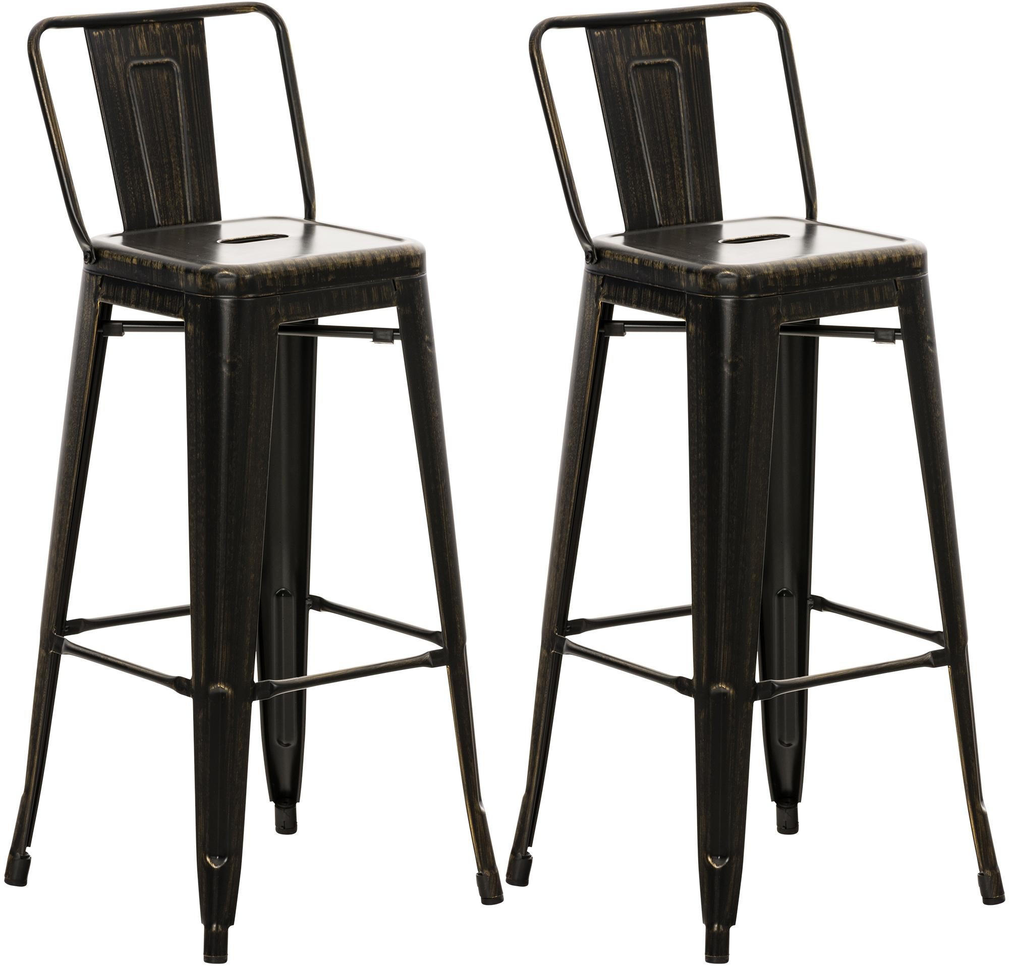 BARHOCKER Mason 2er Set 96x44x43 cm schwarz-gold - Schwarz, Metall (44/96/43cm) - furnicato