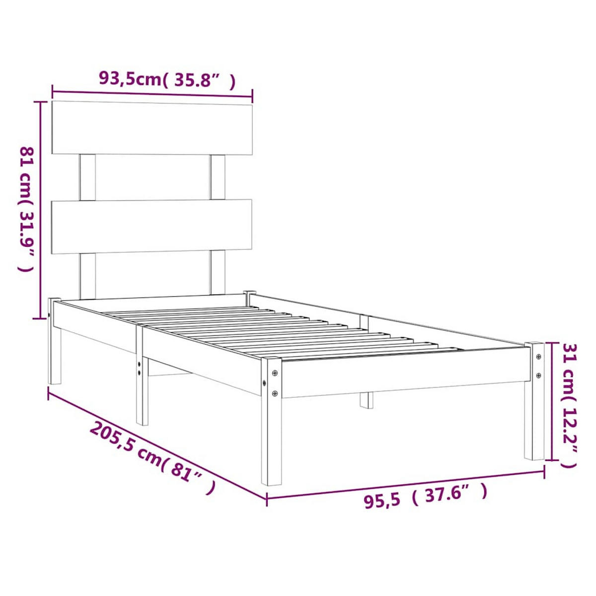 BETT Neeper 95.5/205.5 cm - Braun, Holz (90/200cm) - Nettlife