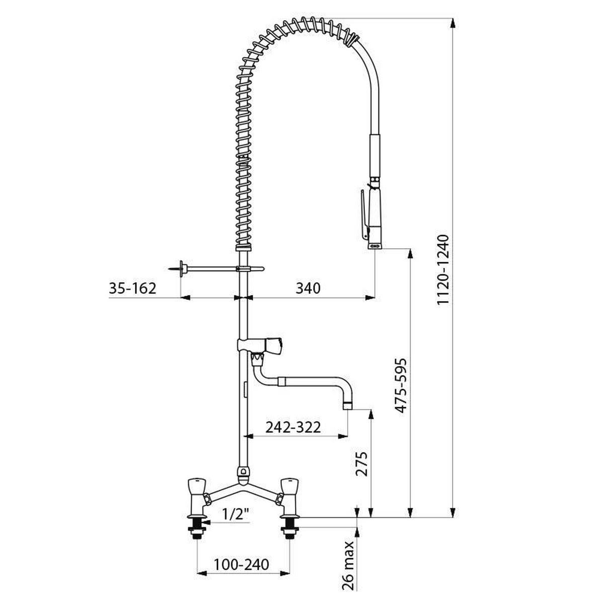 GESCHIRRSPÜLBRAUSE mit Zweigriffmischer MA150 und Handbrause 433000 - Chromfarben, Metall (20.7/12.2/98.5cm) - Delabie