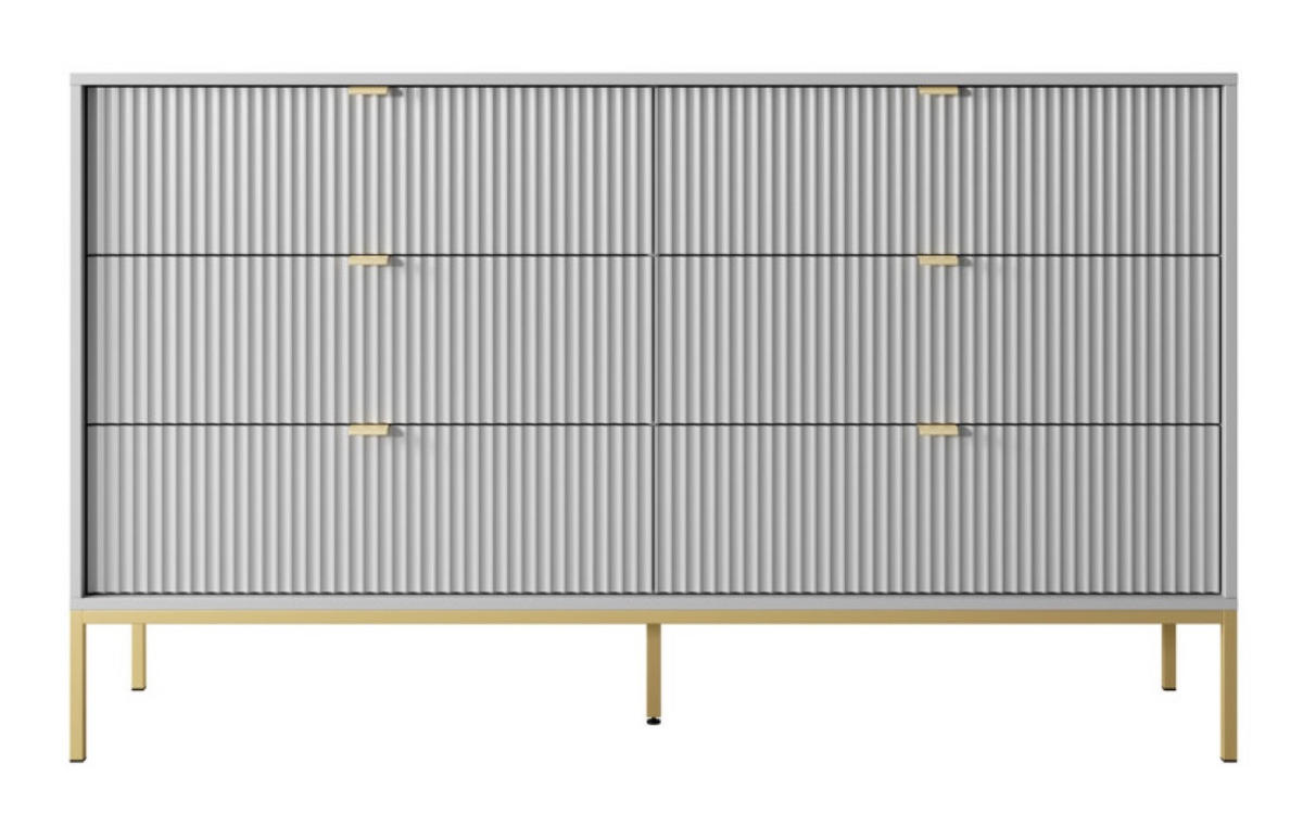 SIDEBOARD Grau KS154 Glamour Stil Mit Goldfarbenen Beinen - Grau, Holzwerkstoff (154/91/39cm) - Sepro Meble