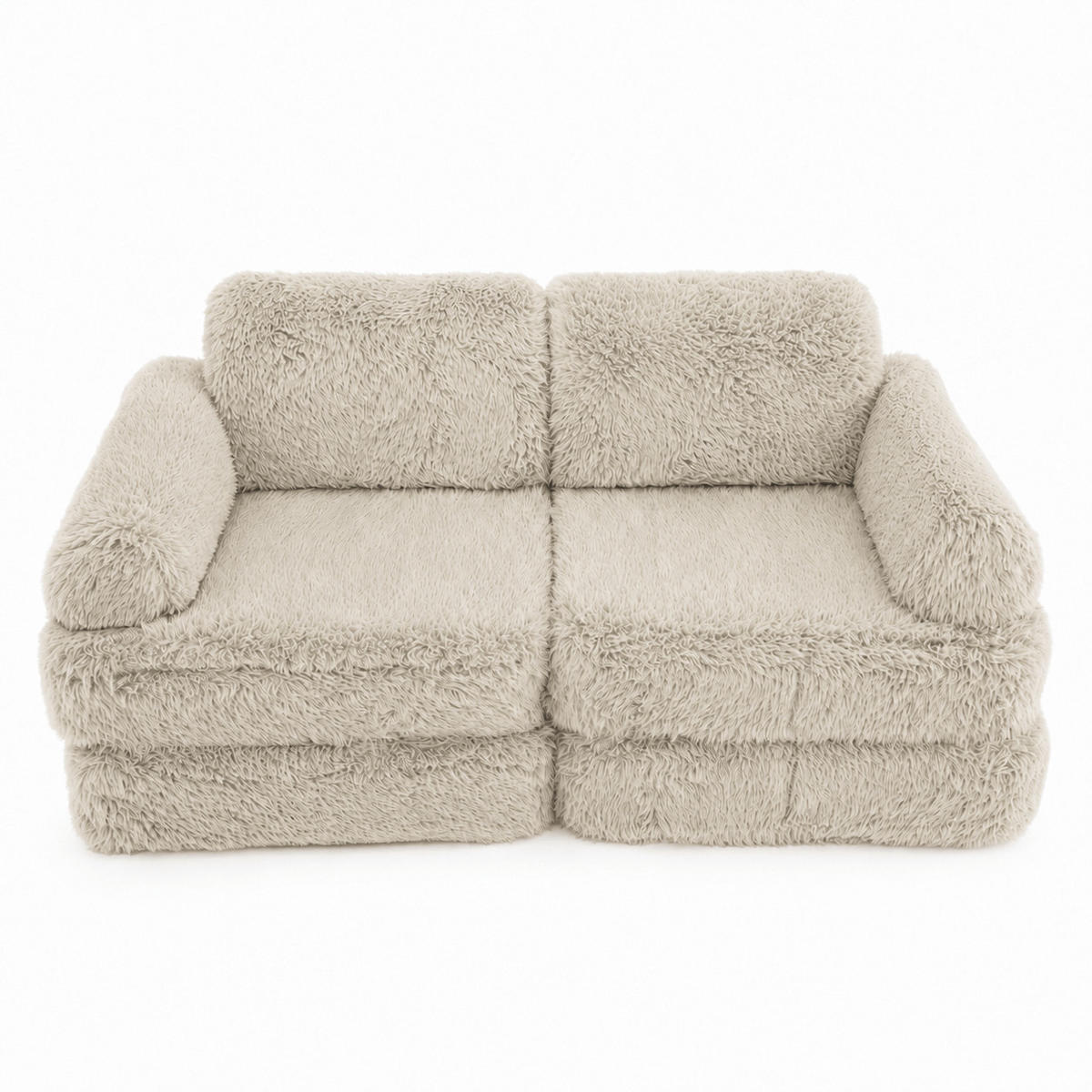 KINDERSOFA Mammoth 6-teilig flauschig - Beige, Textil (120/25/60cm) - MeowBaby