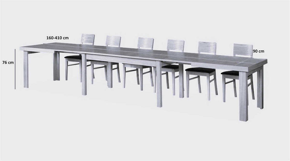 ESSTISCH INFINITO Ausziehbar 160 - 410 / 90 x 76 cm - Eichefarben, Holz (160/90/76cm) - MASSENO