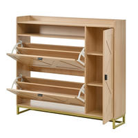 SCHUHSCHRANK aus MDF 110x24x100cm in Natur mit Soft-Close - Naturfarben, Holzwerkstoff (110/100/24cm) - Modfu
