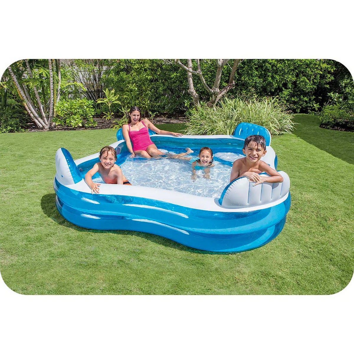 FAMILIENPOOL 2,2 x 2,2 m - Blau, Kunststoff (229/229/66cm) - INTEX